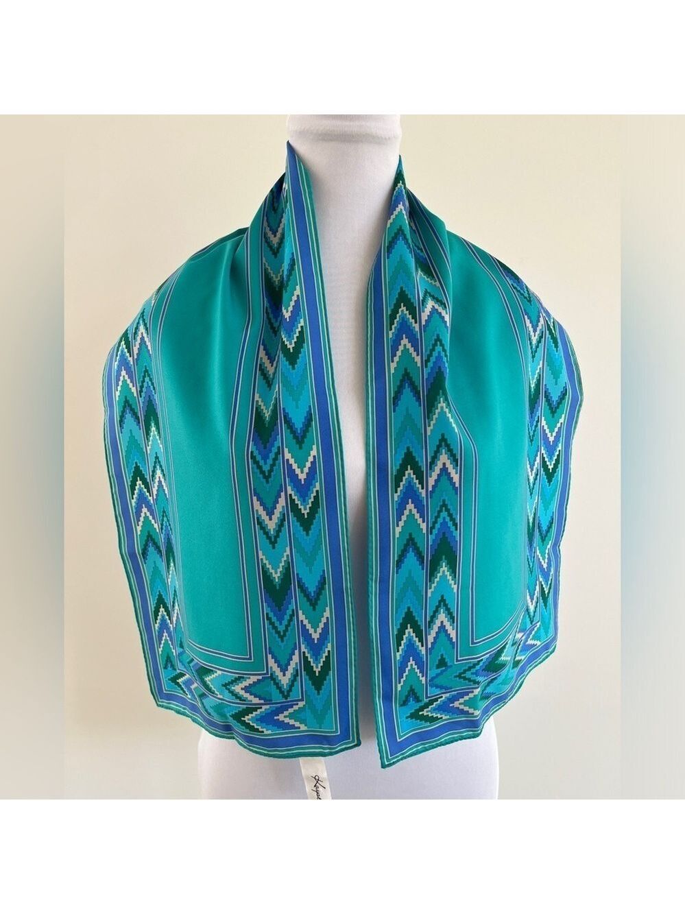KAYSER Vintage Scarf Rectangle Made Japan Arrow Southwestern Geometric Office
